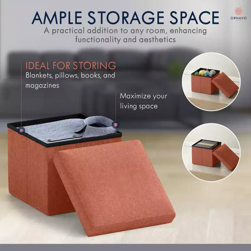 Ottoman de rangement carré pliable Ornavo Home - 12 po