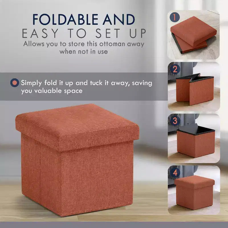 Ottoman de rangement carré pliable Ornavo Home - 12 po
