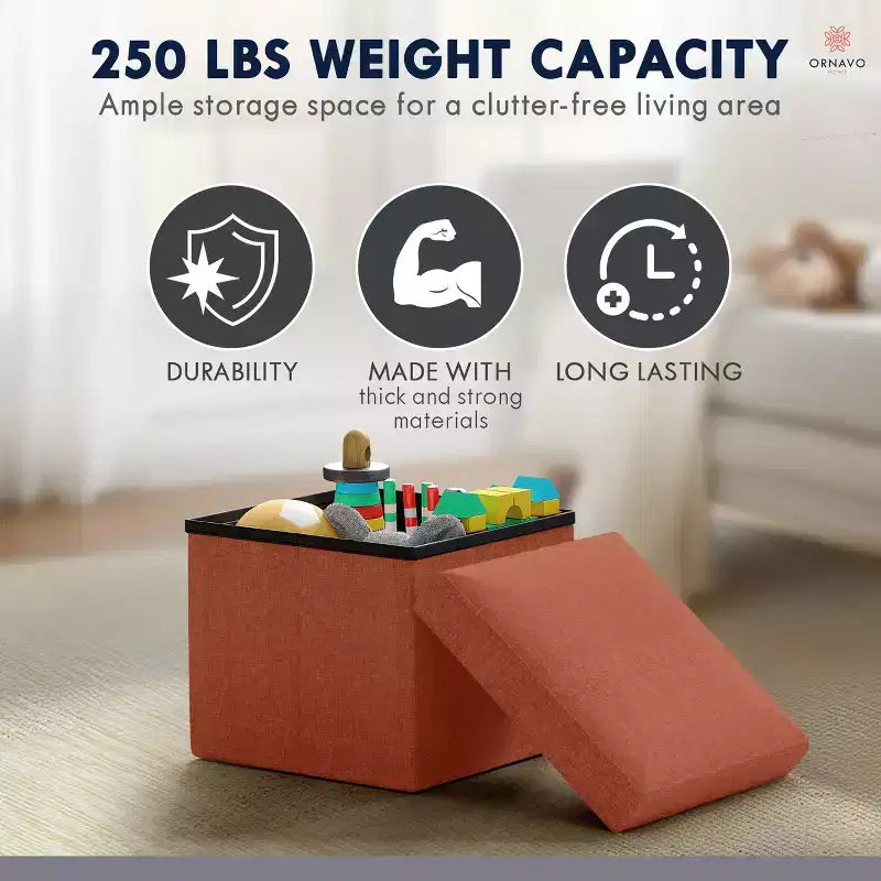 Ottoman de rangement carré pliable Ornavo Home - 12 po