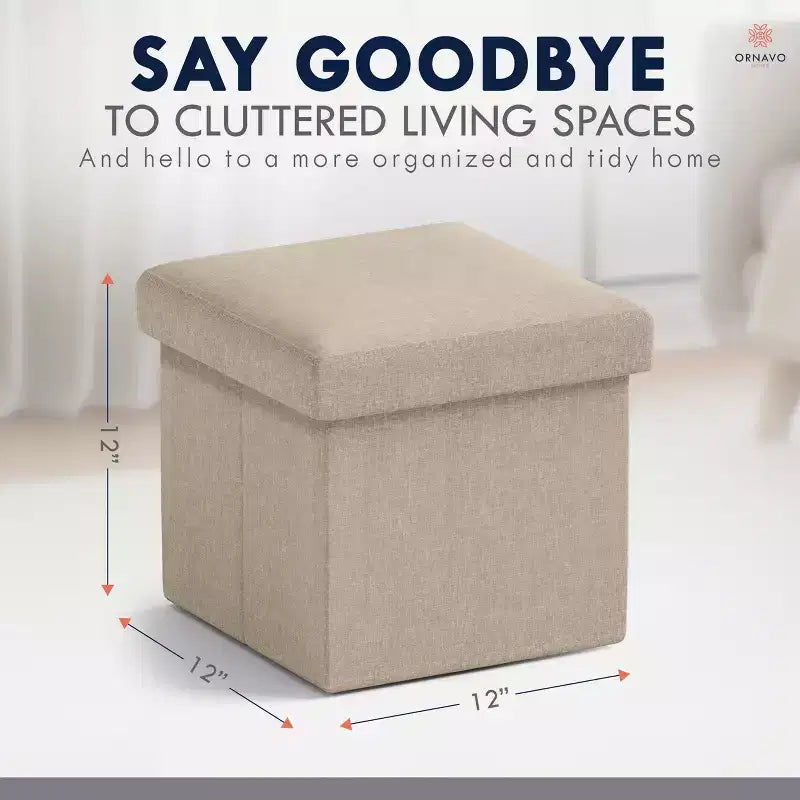 Ottoman de rangement carré pliable Ornavo Home - 12 po