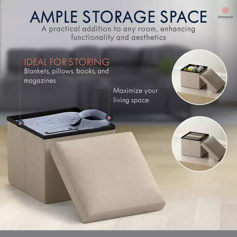 Ottoman de rangement carré pliable Ornavo Home - 12 po