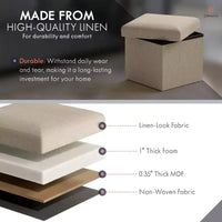 Ottoman de rangement carré pliable Ornavo Home - 12 po