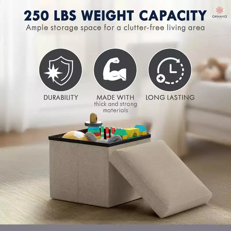 Ottoman de rangement carré pliable Ornavo Home - 12 po