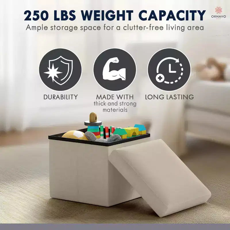 Ottoman de rangement carré pliable Ornavo Home - 12 po