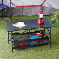 Table de camping pliante portable d'extérieur The Lakeside Collection avec sac de rangement -