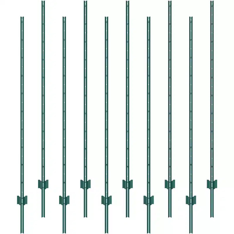 VEVOR Piquet de clôture 6 pieds, lot de 10 piquets en T robustes en metal, piquets de clôture en acier solides pour jardin, cour, pelouse, fermes et clôtures grillagees d'extérieur