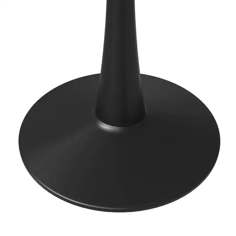 LeisureMod Bristol 40 table de salle à manger ronde, plateau en pierre frittée table café d'appoint et base piédestal robuste en acier noir pour cuisine et petits espaces