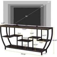 Table console longue Lantine de 179,9 cm avec étagères, table d'appoint rustique avec rangement, meuble TV de style industriel
