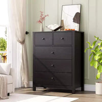 Commode à 5 tiroirs Garvee pour chambre à coucher, commode haute moderne avec tiroirs de rangement, commode en bois pour chambre à coucher, entrée, couloir