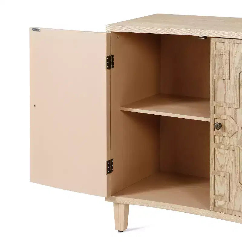 Meuble d'appoint contemporain Christopher Knight Home Sonja à motif géométrique avec étagères réglables et portes