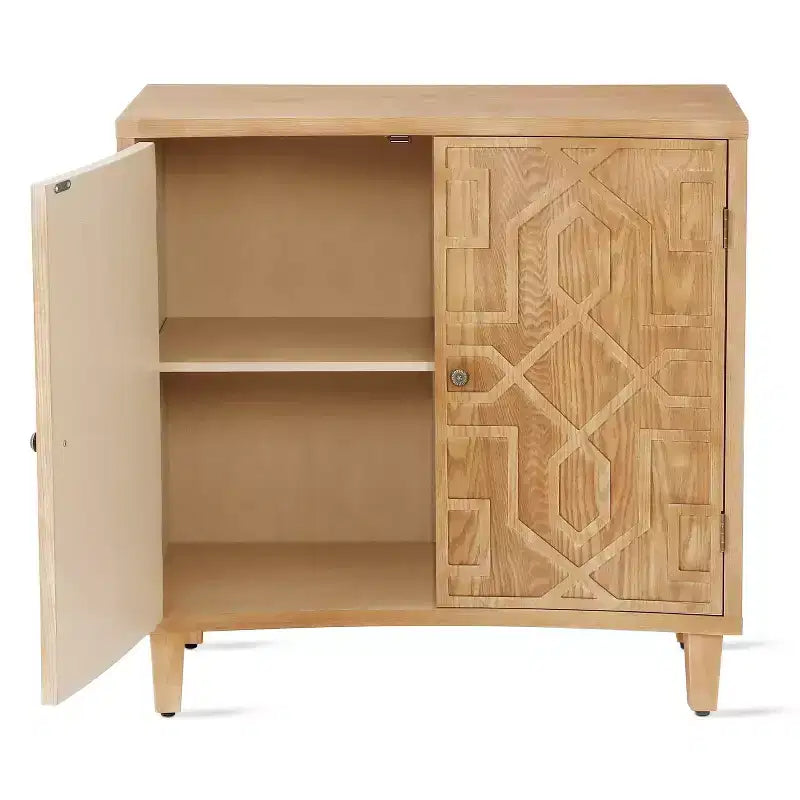 Meuble d'appoint contemporain Christopher Knight Home Sonja à motif géométrique avec étagères réglables et portes