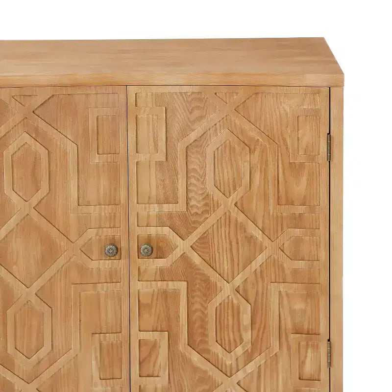 Meuble d'appoint contemporain Christopher Knight Home Sonja à motif géométrique avec étagères réglables et portes