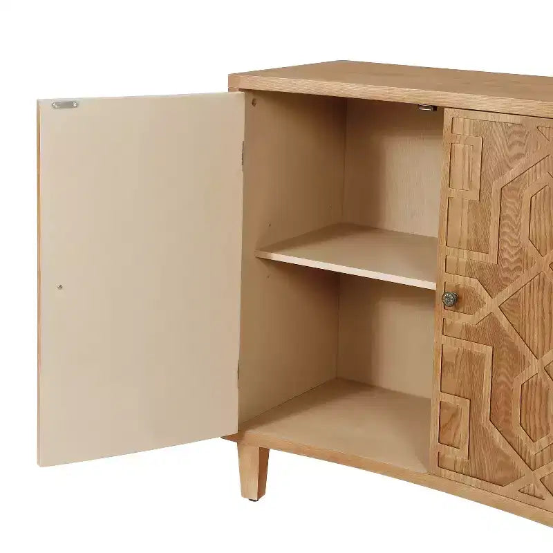 Meuble d'appoint contemporain Christopher Knight Home Sonja à motif géométrique avec étagères réglables et portes