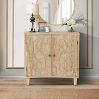 Meuble d'appoint contemporain Christopher Knight Home Sonja à motif géométrique avec étagères réglables et portes