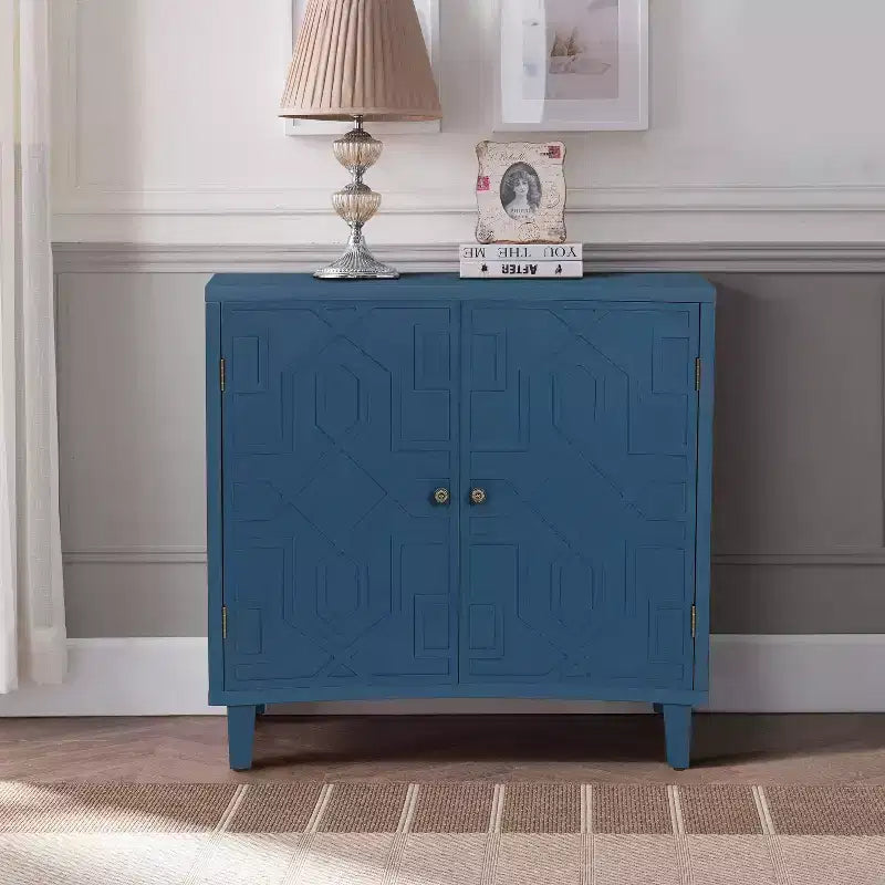 Meuble d'appoint contemporain Christopher Knight Home Sonja à motif géométrique avec étagères réglables et portes