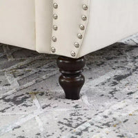 Canapé Chesterfield 58.8 beige en velours pour salon, canapé 2 places capitonné avec accoudoirs roulés et clous pour salon