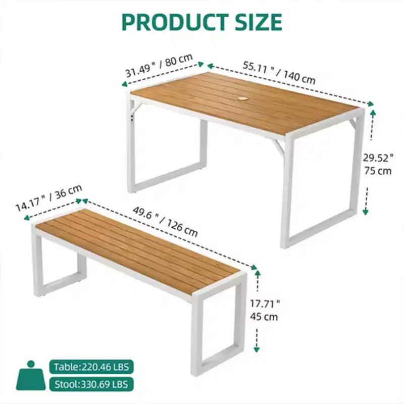 Ensemble table et banc de salle à manger d'extérieur YITAHOME