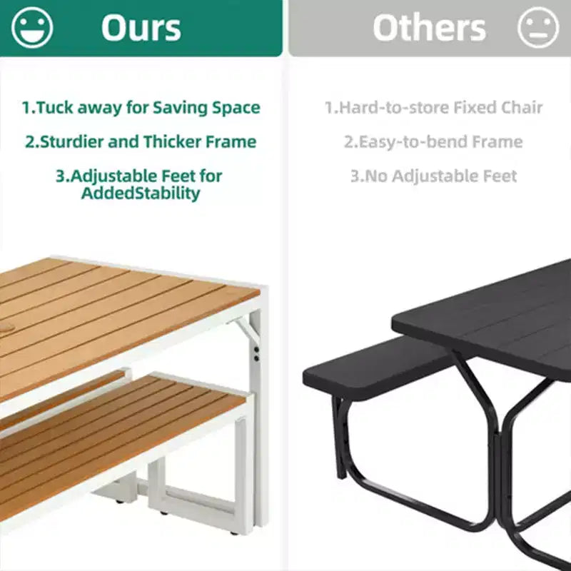 Ensemble table et banc de salle à manger d'extérieur YITAHOME