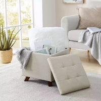 Ottoman de rangement carré capitonné en lin Ornavo Home - 15 po