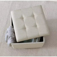 Ottoman de rangement carré capitonné en lin Ornavo Home - 15 po