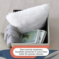 Ottoman de rangement carré capitonné en lin Ornavo Home - 15 po