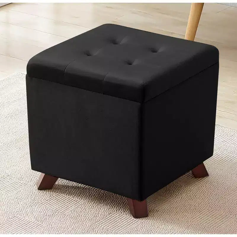Ottoman de rangement carré capitonné en lin Ornavo Home - 15 po
