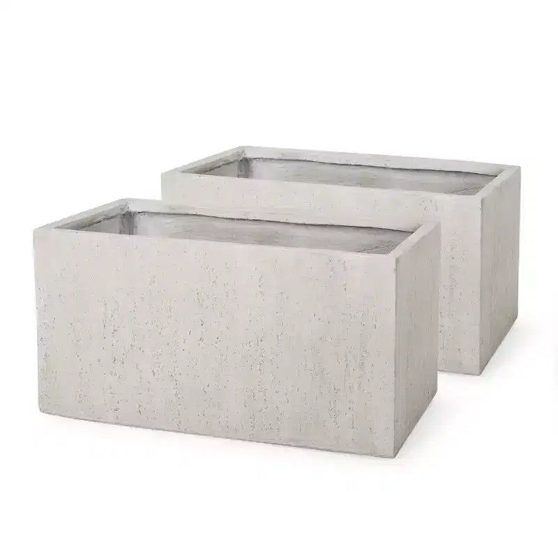 Christopher Knight Home Ella Jardinage d'extérieur jardinière rectangulaire en béton légère (lot de 2)