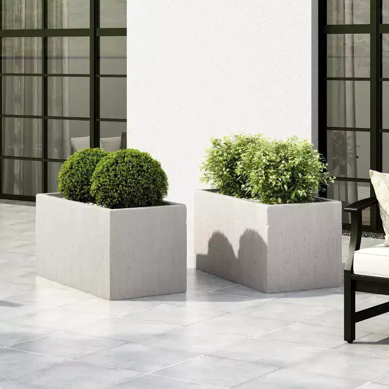 Christopher Knight Home Ella Jardinage d'extérieur jardinière rectangulaire en béton légère (lot de 2)