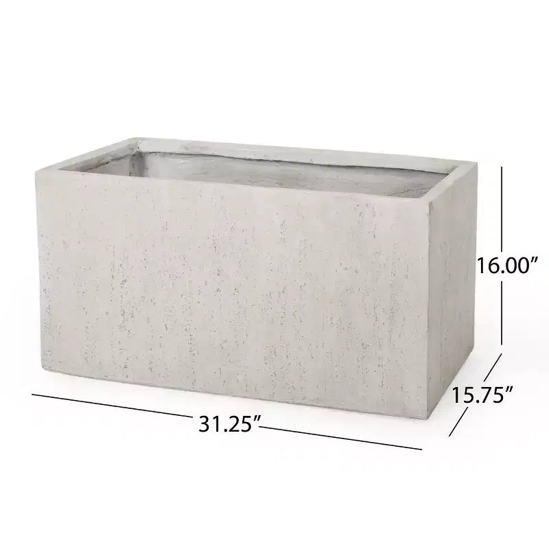 Jardinière rectangulaire d'extérieur moderne en béton léger Christopher Knight Home Ella