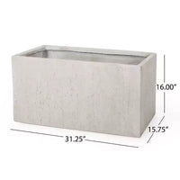 Jardinière rectangulaire d'extérieur moderne en béton léger Christopher Knight Home Ella