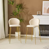 Tabouret de bar contemporain Christopher Knight Home Valeska rembourré avec pieds en métal doré (lot de 2)