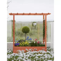 Carré potager surélevé avec treillis, jardinière en bois avec treillis latéral, toit suspendu et trous de drainage, pour plantes grimpantes, vignes, fleurs