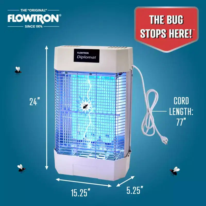Destructeur d'insectes d'intérieur Flowtron Diplomat, tue-mouches et insectes électrique de 185 m² avec lumière UV de 120 W et plus