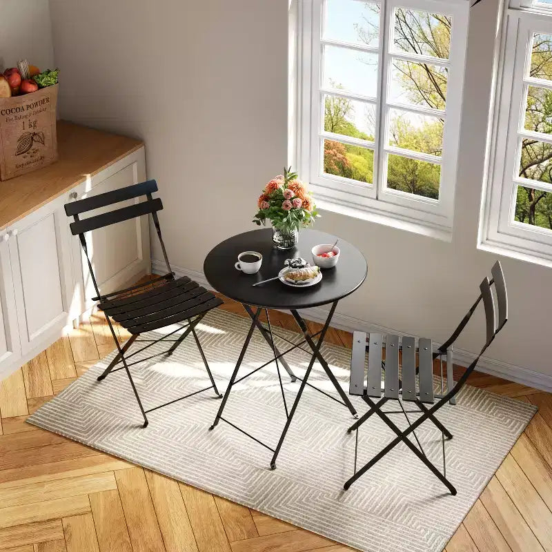 Ensemble bistro pliant 3 pièces, mobilier de terrasse pliable avec cadre de qualité supérieure, ensemble table et chaises bistro d'extérieur de 2 pour patio, jardin et balcon