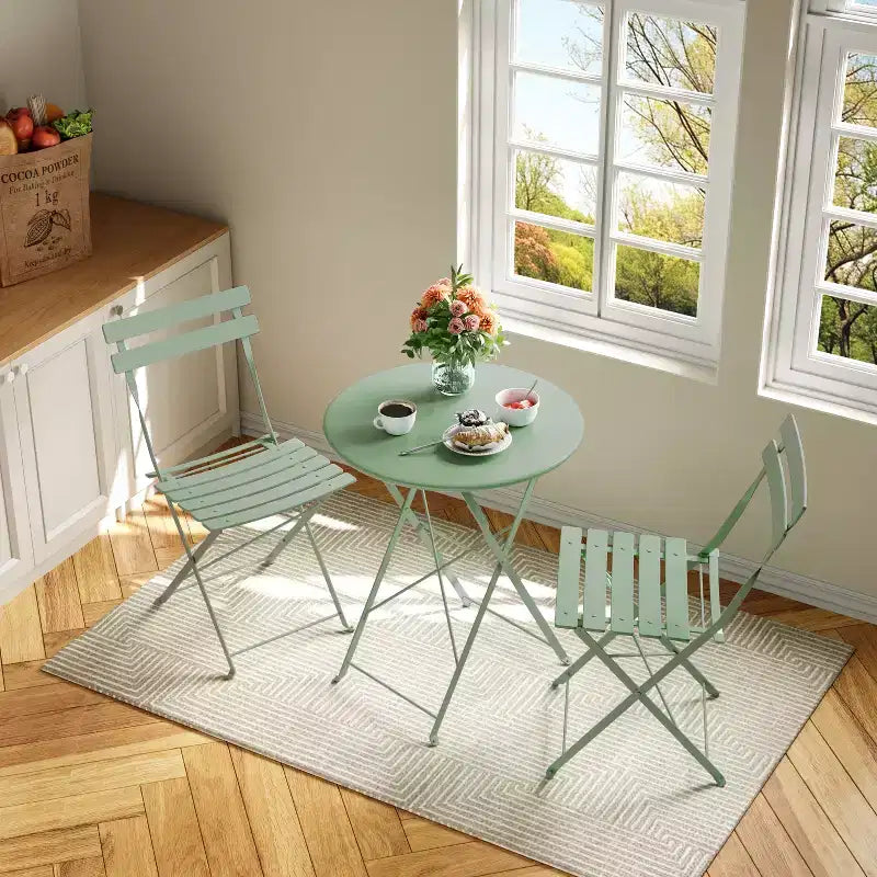 Ensemble bistro pliant 3 pièces, ensemble de mobilier de terrasse pliable avec cadre supérieur, table bistro d'extérieur et chaises lot de 2 pour terrasse, jardin et balcon