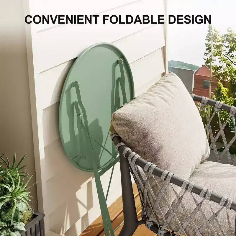 Ensemble bistro pliant 3 pièces, ensemble de mobilier de terrasse pliable avec cadre supérieur, table bistro d'extérieur et chaises lot de 2 pour terrasse, jardin et balcon