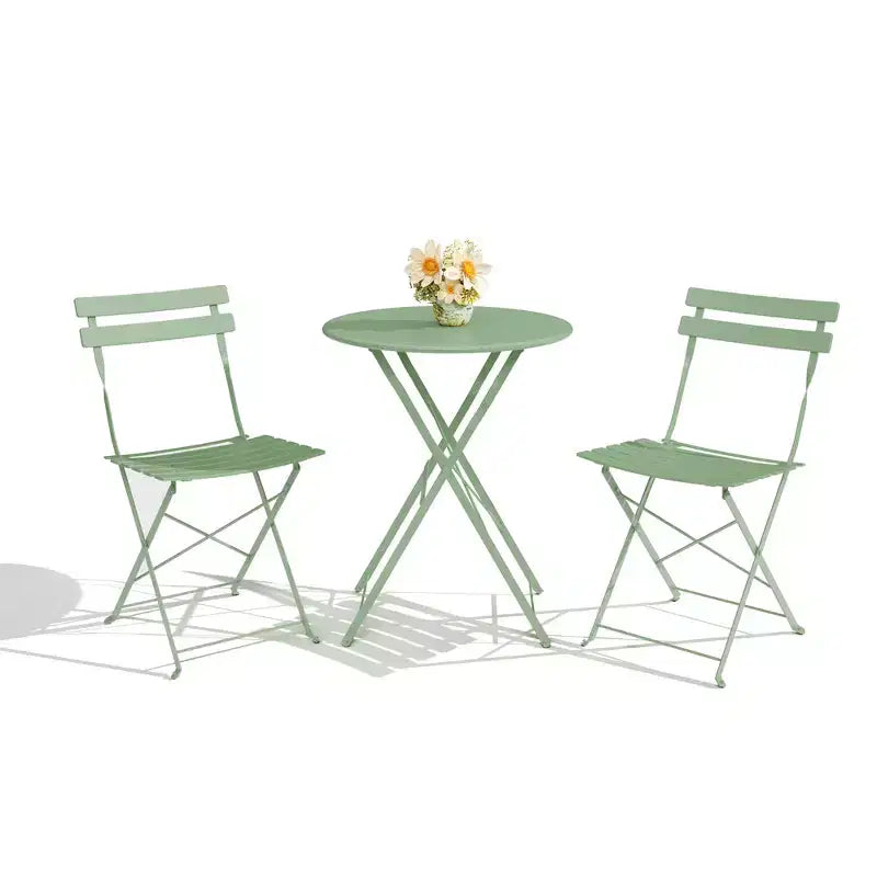 Ensemble bistro pliant 3 pièces, ensemble de mobilier de terrasse pliable avec cadre supérieur, table bistro d'extérieur et chaises lot de 2 pour terrasse, jardin et balcon