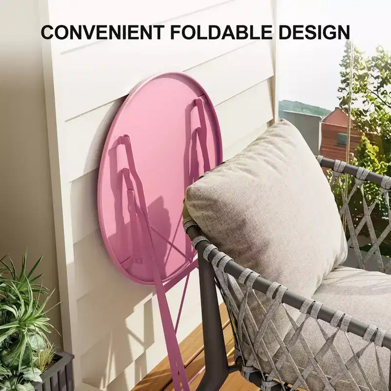Ensemble bistro pliant 3 pièces, ensemble de mobilier de terrasse pliable avec cadre supérieur, table bistro d'extérieur et chaises lot de 2 pour terrasse, jardin et balcon