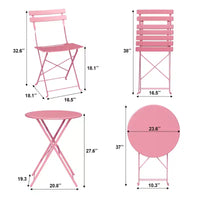 Ensemble bistro pliant 3 pièces, ensemble de mobilier de terrasse pliable avec cadre supérieur, table bistro d'extérieur et chaises lot de 2 pour terrasse, jardin et balcon