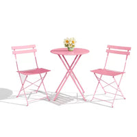 Ensemble bistro pliant 3 pièces, ensemble de mobilier de terrasse pliable avec cadre supérieur, table bistro d'extérieur et chaises lot de 2 pour terrasse, jardin et balcon