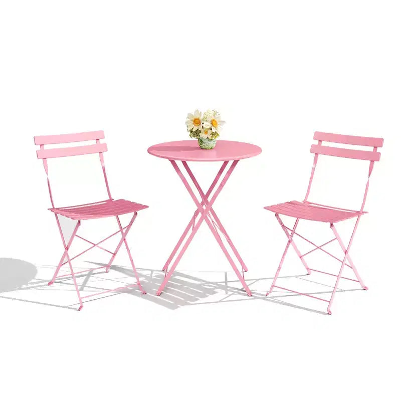 Ensemble bistro pliant 3 pièces, ensemble de mobilier de terrasse pliable avec cadre supérieur, table bistro d'extérieur et chaises lot de 2 pour terrasse, jardin et balcon
