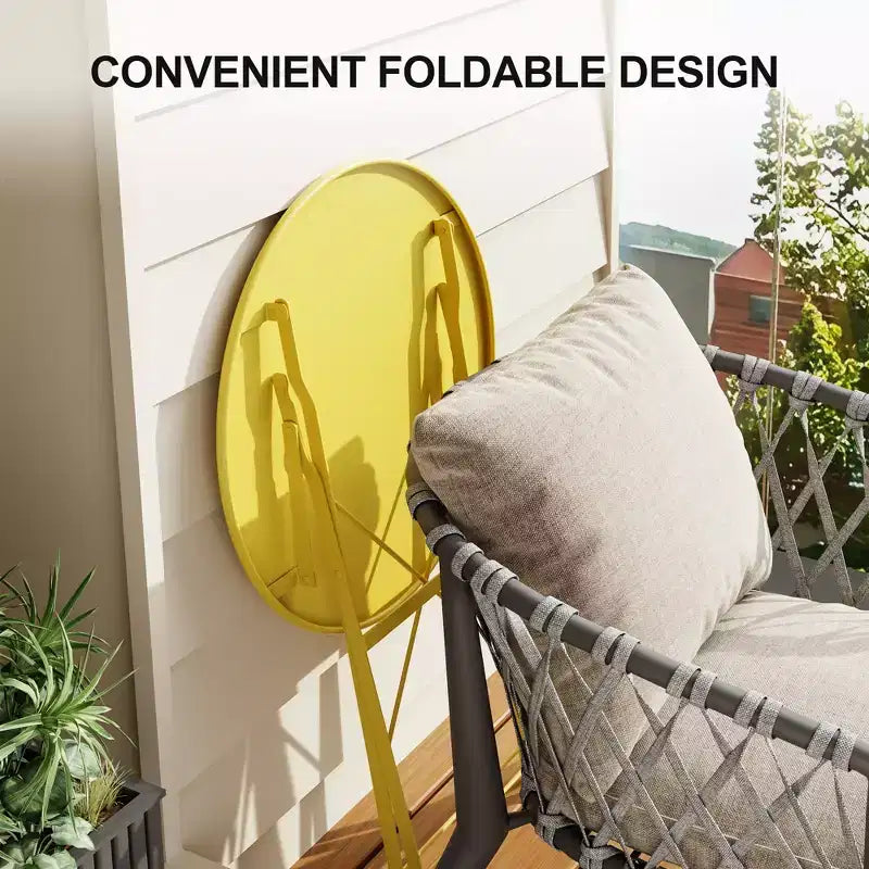 Ensemble bistro pliant 3 pièces, ensemble de mobilier de terrasse pliable avec cadre supérieur, table bistro d'extérieur et chaises lot de 2 pour terrasse, jardin et balcon