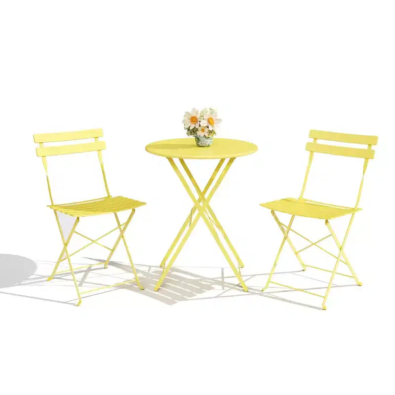 Ensemble bistro pliant 3 pièces, mobilier de terrasse pliable avec cadre de qualité supérieure, ensemble table et chaises bistro d'extérieur de 2 pour patio, jardin et balcon