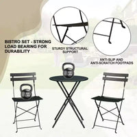 Ensemble bistro pliant 3 pièces, ensemble de mobilier de terrasse pliable avec cadre supérieur, table bistro d'extérieur et chaises lot de 2 pour terrasse, jardin et balcon