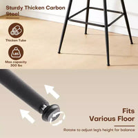 Bekrvio tabourets de bar pivotants mid-century modernes 26 lot de 2/3/4, chaises de bar rembourrées en bouclé avec dossier en rotin et pieds métalliques pour comptoir de cuisine