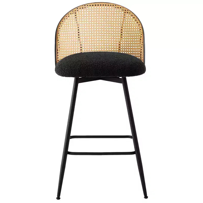 Bekrvio tabourets de bar pivotants mid-century modernes 26 lot de 2/3/4, chaises de bar rembourrées en bouclé avec dossier en rotin et pieds métalliques pour comptoir de cuisine