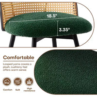 Bekrvio tabourets de bar pivotants mid-century modernes 26 lot de 2/3/4, chaises de bar rembourrées en bouclé avec dossier en rotin et pieds métalliques pour comptoir de cuisine