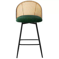 Bekrvio tabourets de bar pivotants mid-century modernes 26 lot de 2/3/4, chaises de bar rembourrées en bouclé avec dossier en rotin et pieds métalliques pour comptoir de cuisine