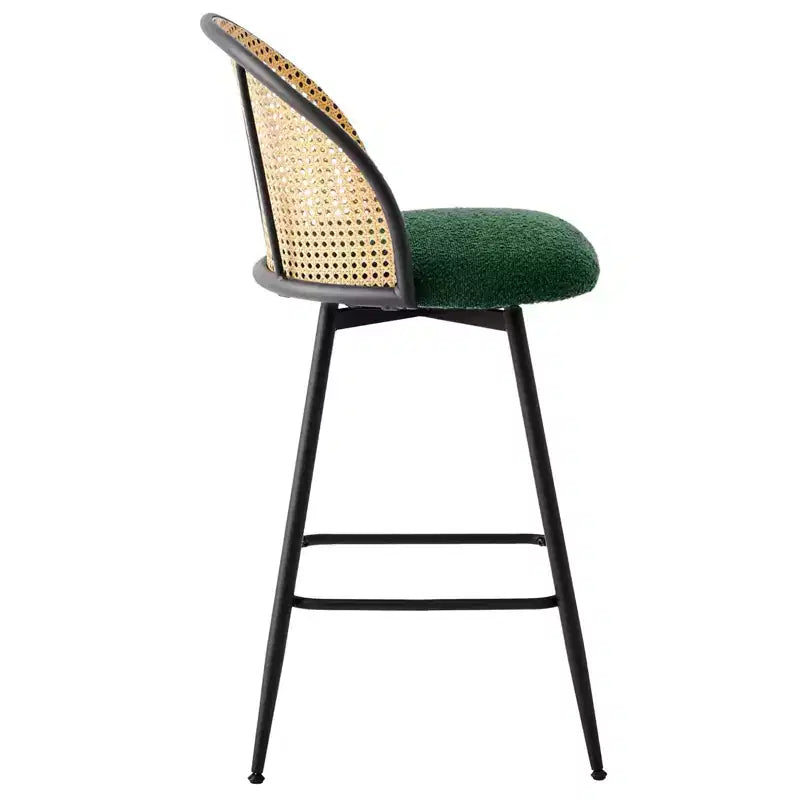 Bekrvio tabourets de bar pivotants mid-century modernes 26 lot de 2/3/4, chaises de bar rembourrées en bouclé avec dossier en rotin et pieds métalliques pour comptoir de cuisine