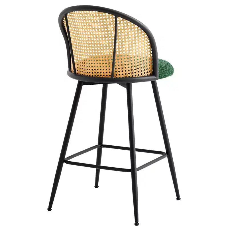 Bekrvio tabourets de bar pivotants mid-century modernes 26 lot de 2/3/4, chaises de bar rembourrées en bouclé avec dossier en rotin et pieds métalliques pour comptoir de cuisine